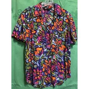 Aim Sport Blouse Flowers Button Front